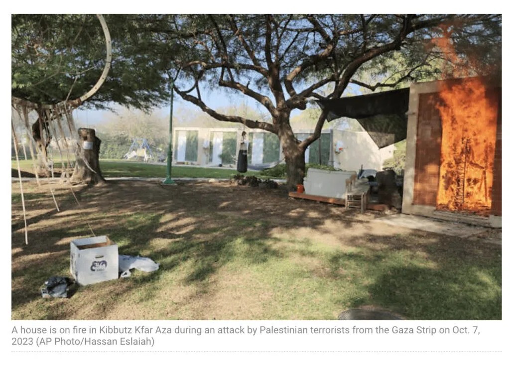 A House On Fire In Kibbutz Kfar During An Attack By Palestinian Terrorists From Gaza Strip On Oct 7th 2023