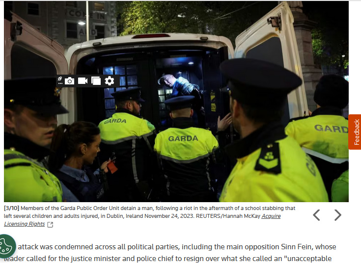 Garda Public Order Unit Detain Man Following Riot In Dublin, Ireland November 24, 2023